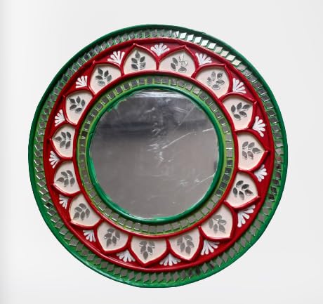 Wall Hanging Decor (Red Green Pattern with mirror)