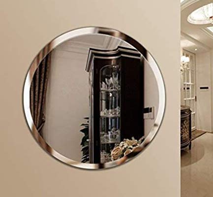 Cheval Glasses Frameless Round Wall Mount Mirror for Bathroom, Home Decor (18 x 18 inches)