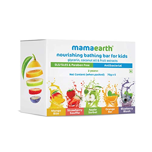 Mamaearth Fruit based Nourishing Clear Bathing Bar Baby Soap with Glycerine, For Kids – 75g x 5, white, one size