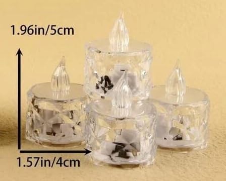 Smokless and Flameless Decorative Crystal Led Tea Light Candles for Diwali, Navratri Decoration (24 Pieces, Yellow, 2 cm) (24 Pices)