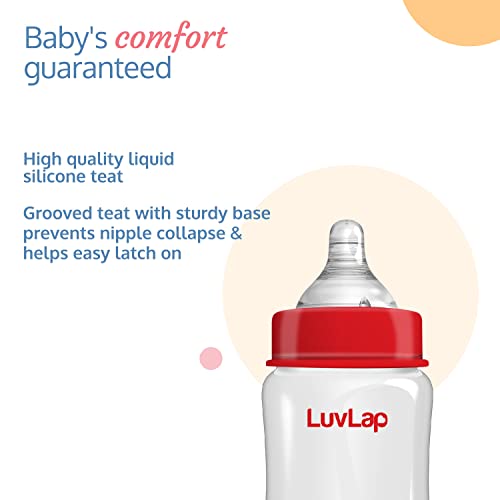 LuvLap Anti-Colic Wide Neck Natura Flo Baby Feeding Bottle, 250ml, New Born/Infants/Toddler Upto 3 Years, BPA Free