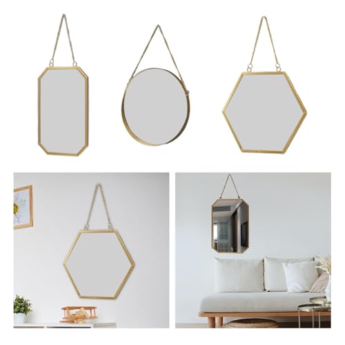 ATORSE® Wall Hanging Mirror Metal Frame Mirrors for Apartment Dressing Room Entryway 18cmx27cm Square