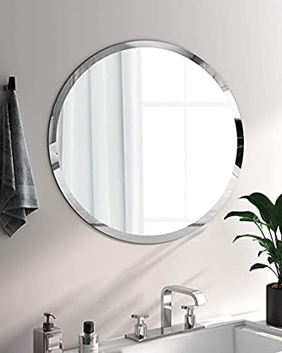 Cheval Glass Round Wall Mirror for Bathroom Wash Basin Living Room Bedroom (Round, 18 X 18 Inches).