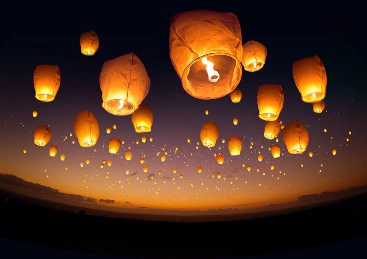 Crazy Sutra® White Color Paper Sky Lantern Hot Air Ballons Wish Candles (Pack of 5 White)