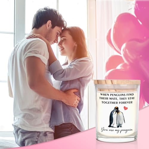 Anniversary Candle Gifts for Women Men, Funny Gifts for Him Her Engagement Gifts for Couples You are My Penguin Birthday Presents for Her Girlfriend Him Boyfriend