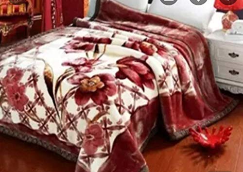 Bezzilish Home Premium Double Ply Floral Design Double Bed Embossed Reversible Mink Blanket for Heavy Winter (Pack of 1)