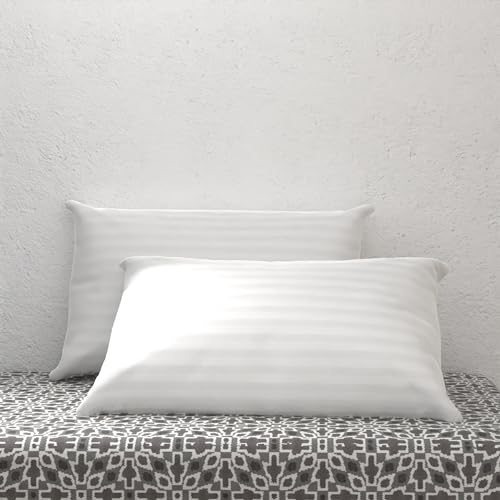 Filbertt Set of 2 Soft Microfiber Pillows - 16 x 24 Inches (40 x 60 cm) White Stripe, Well-Filled for Blissful Sleep