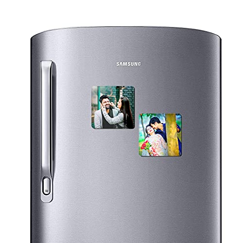 Deep Print Customized Photo Fridge Magnets (Set of 2) Glass Finish with Sparkle Effect || 3 X 3 Inch