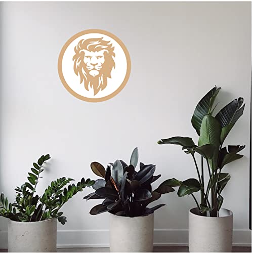 DOTME Lion Face Wooden With Vinyl Sticker Decorative Design Wall Décor For Home Kids Bedroom Living Room Hall DIY Art 8 INCH (White)