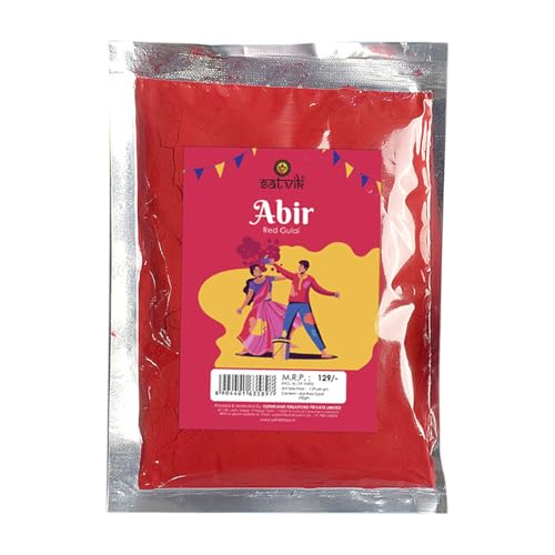SATVIK Pooja Special Red AbIr, Gulal, Herbal Gulal, Abir, Gulal Organic Abir for Basant Panchmi Festival (RED, Pack of 4)