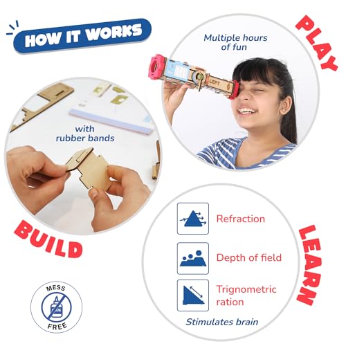 Smartivity Telescope Toy for Kids Age 8-14 Years Old | Measure Height & Distance | Best Birthday Gift for Boys & Girls| DIY Science Toys for Kids 8,9,10,11,12,13,14 Year| STEM Wooden Construction Game