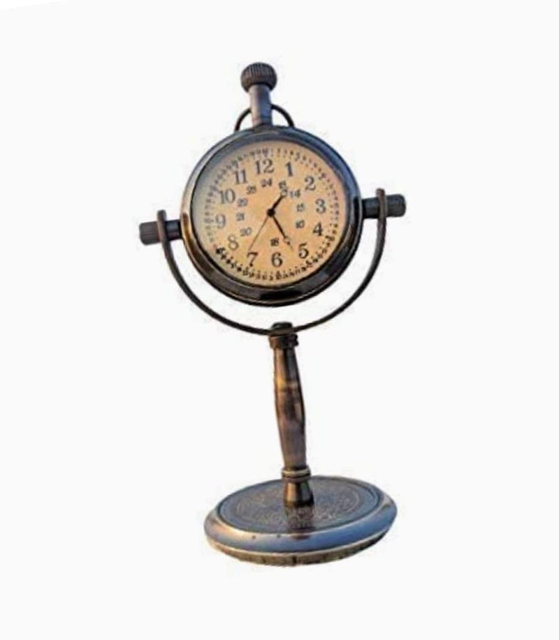 AHSKY Clock Handicraft Antique Brass Table Clock for Home Study Living Room and Office Living Rounded Shape Brown