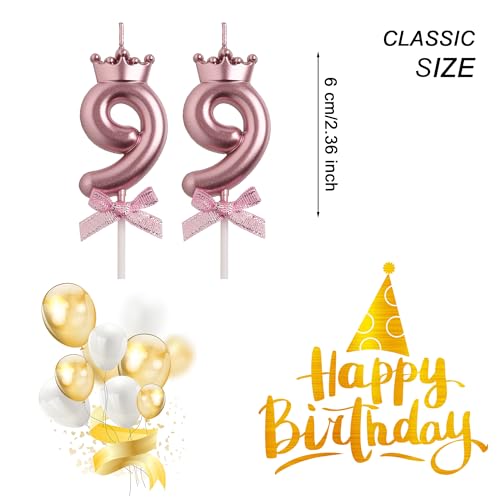 AOOLADA 99th Birthday Candles, Rose Gold 99 Year Old Number Birthday Candles, Happy Birthday Party Decorations Cake Topper Gifts for Men Women