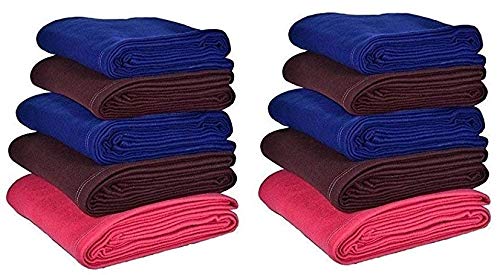 Goyal's Polar Fleece 250 TC Single Bed Blanket Solid Colors - Set of 10