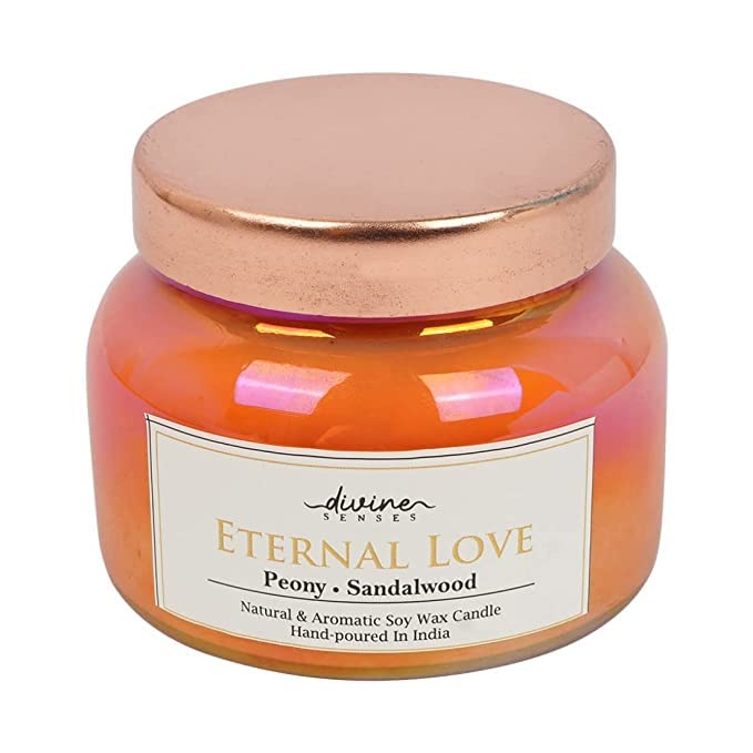 Divine Senses Eternal Love, Rainforest, Arabian Nights Scented Candle Jar | Peony & Sandalwood Natural & Fresh Linen & Lemon Sandalwood Aromatic Soy Wax Candle for Home Decor/Gifting