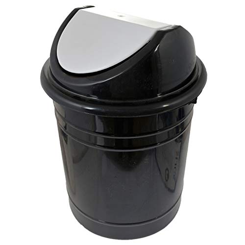 Kuber Industries Plastic Medium Size Swing Lid Dustbin/Garbage Bin/Waste Bin (Black & White)-KUBMART10215