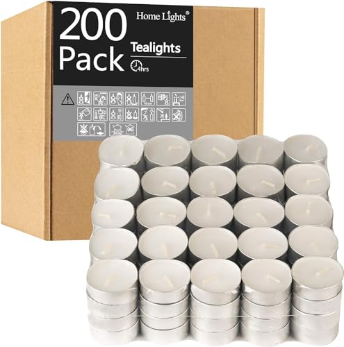 The Decor Affair 200 Pack Smokeless Tea Lights for Shabbat, Weddings, Christmas, and Home Decorative Enchantment