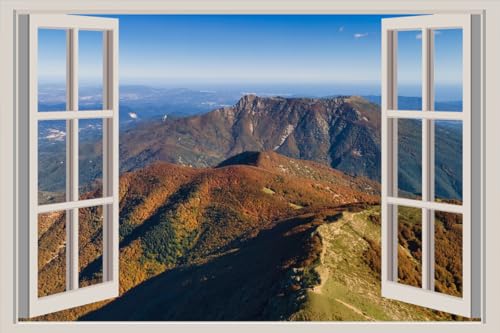 JVERF - JZZA28596 Spain Mountains Autumn Catalonia from Above| Self-Adhesive Open Window Wall Sticker