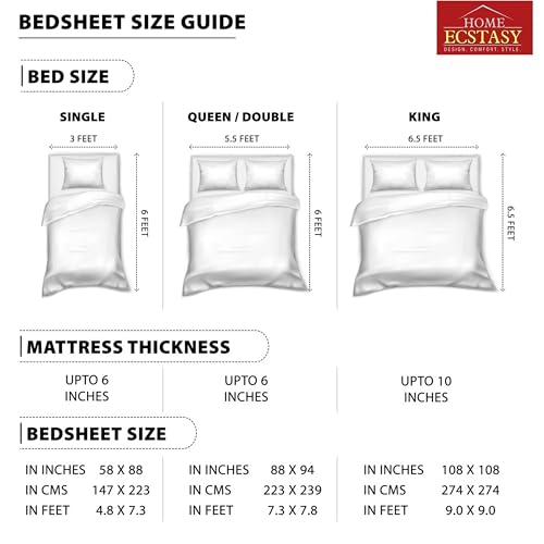 Home Ecstasy 100% Cotton Fitted Bedsheet for King Bed, 200 TC, 1 Bed Sheet (Size 72 x 78 inches) with 2 Pillow Covers (bedsheet Set in Gift Box), Dark Pink