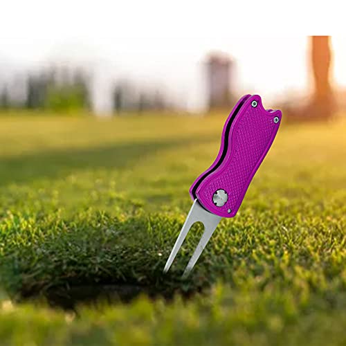 Green Fork, Great Rust‑Resistant Divot Repair Tool for Repair Courses(Purple)