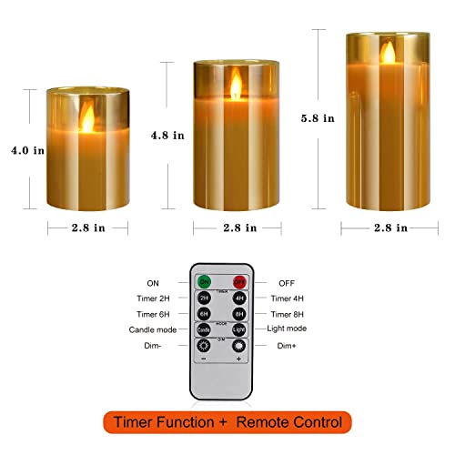 The Decor Affair Set of 3 Battery-Operated Flameless Candles with Remote Timer, Real Wax, and Dancing Faux Wick - Perfect for Unique Home and Wedding Decor