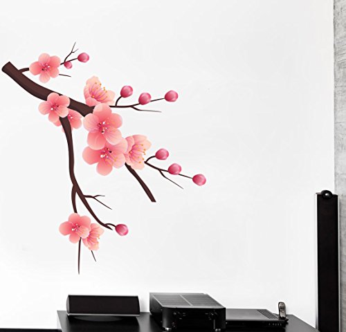 Branch with Flowers Self Adhesive VinylWaterproof Decorative Wall Stickers for Hall, Bedroom, Kitchen and Furniture