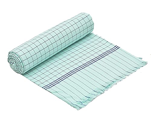 HOLYKRAFT 100% Cotton Soft Beautiful Coloured Check Double Bed Size Skin Friendly Summer Blanket/Khes/Dohar/Top Sheet Set/Chadar (Green, Double Bed)