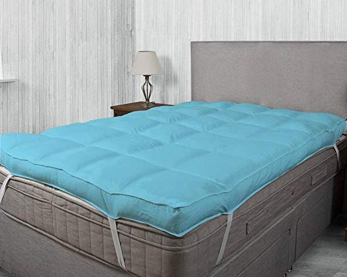 Jaipur Linen 3000 GSM Twin Size Bed Finest Imported Super Microfiber Soft Mattress Padding/Topper- Sky Blue-(48x72 in)