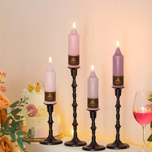 Taper Candles Pack of 4 Pink Gradient Candlesticks 5inches Short Tapered Candle - Handmade Unscented Smokeless for Home Centerpieces Decoration Holiday Wedding Party Gift