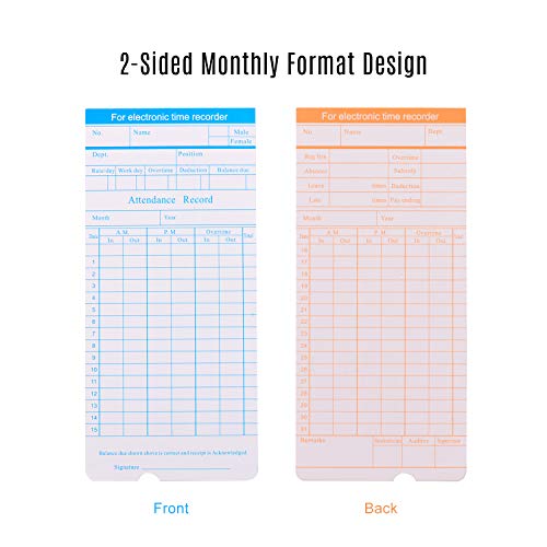 Decdeal 90pcs/ Pack Time Cards Timecards Monthly 2-Sided 18 * 8.4cm for Employee Attendance Time Clock Recorder