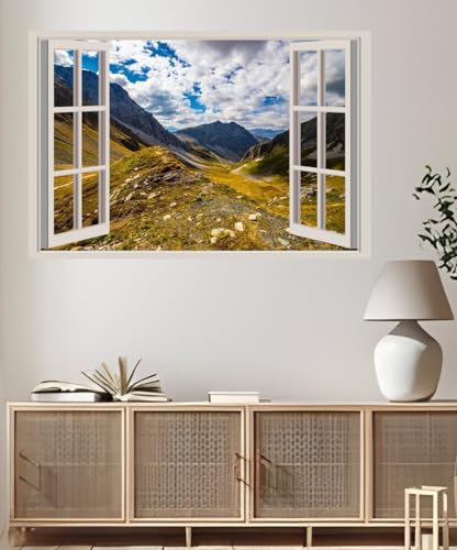 JVERF - JZZA29649 Switzerland Mountains Alps Clouds| Self-Adhesive Open Window Wall Sticker