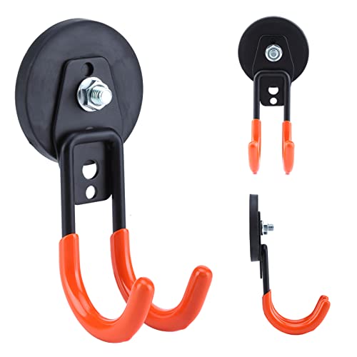 3Pcs Large Magnetic Hooks Heavy Duty, Garage Storage Magnet Hooks, Anti-Slip Coating, Can Be Fixed with Magnets Or Screws for Hanging Garage Tools (J-Shape Hook)