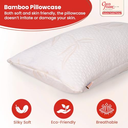 COCOFOAM Organic Bamboo Kids Pillow for Sleep,Bed Set,Head Shaping,Neck Support. (Pack of 2 Pillow, White)