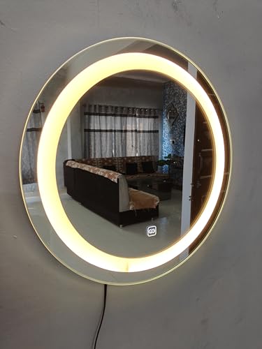 TINITALO Bathroom LED Mirror Home Mirror Wall Mirror with Touch Sensor, 3 Light Effects, Glass, Round LED-21 (30 x 30 Inch)