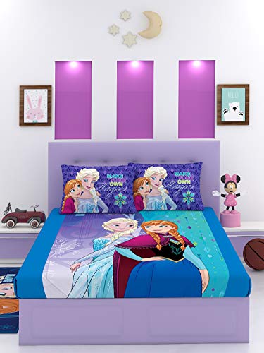 Athom Living Disney Frozen Make Your Own Magic Cotton Double Bedsheet Set- King Size