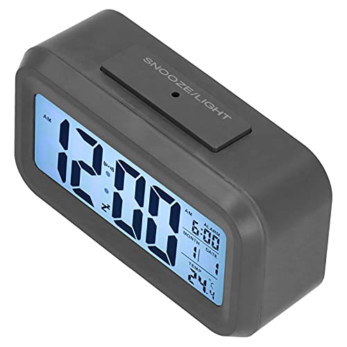 Office Desk Decor, LCD Screen Display ABS High Sensitivity Modern Clock for Office for Home(Black)