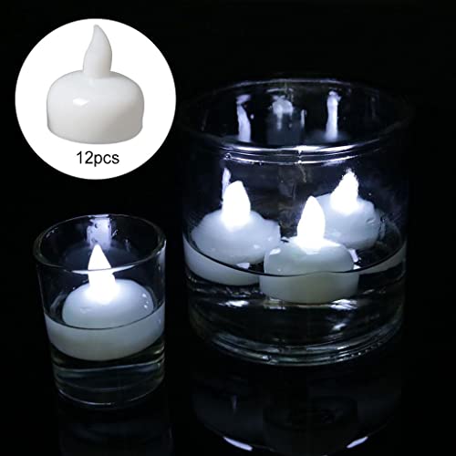 UJEAVETTE® 12PCS LED Floating Candles Flameless Waterproof Tea Light Cold White