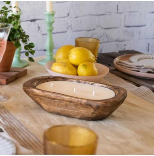 Wooden Dough Bowl Candle