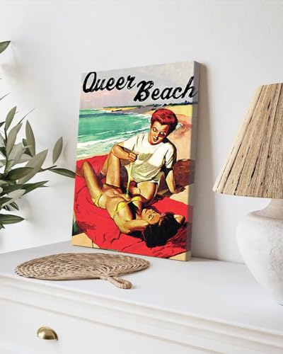 GADGETS WRAP Canvas Gallery Wrap Framed for Home Office Studio Living Room Decoration (9x11inch) - Queer Beach Print