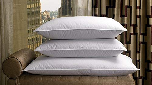 LINENWALAS White Pillows with Pillow Protector, 50/50 Feather and Goose Down Pillow, Set of 1, Standard Size Pillow (17x27 inch) (70% Feathers - 30% Goose Down)