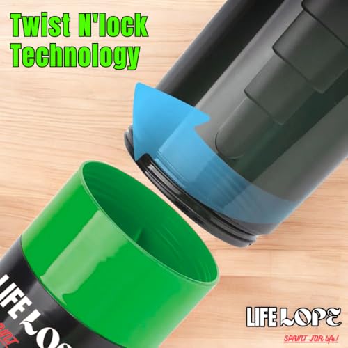 LIFELOPE Spider Gym Shaker Bottle, Shakers for Protein Shake with 2 Storage Compartment Gym protein shaker for workout (High Density Polyethylene, Pack of 1) (Green & Black)