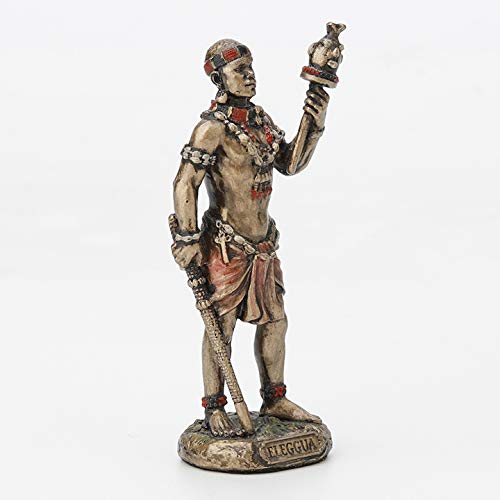 Veronese Design 3 1/2 Inch Ellugua Santeria Orisha God of Travelers, Crossroads and Fortune Cast Resin Hand Painted Antique Bronze Finish Statue Home Decor