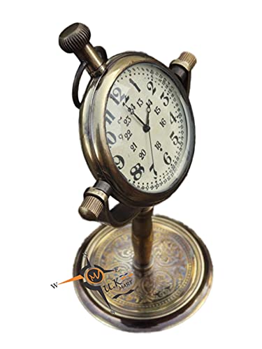 M.A & SONS COMPASS Personalized Antique Stand Solid Brass Antique Finish Table Clock