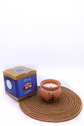 Aturabi Home Earthen Candle, Pot Shape, Dance Paint, Pack of 1, Lemongrass