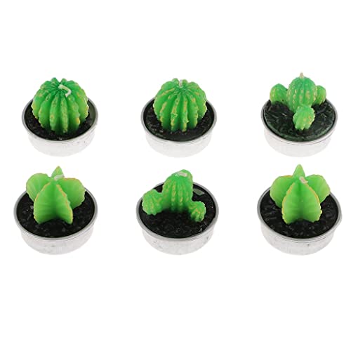 THE STYLE SUTRA 6 Pieces Cactus Tealight Candles Handmade Delicate Succulent Cactus Candles