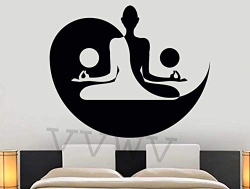 VVWV Buddha Wall Decal Mandala Mantra Meditation Wall Sticker Decal Sticker Black 55 x 42 Cm