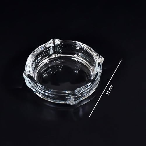 UNIVERSON Glass Crystal Cigarette Round Ashtray, Transparent | Lead-free Glass | Environmentally Friendly | Pack of 1