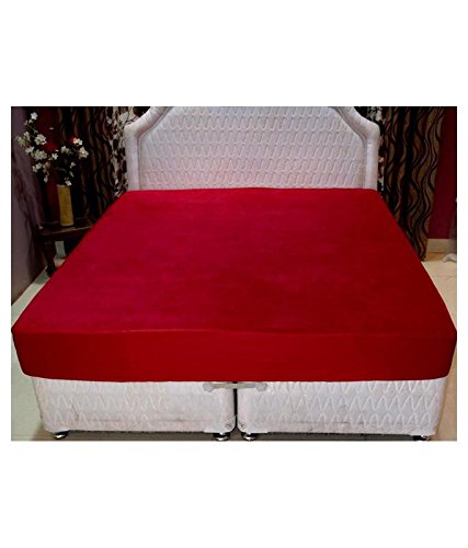 Jaipur Linen Double Bed Microfibre Mattress Padding/Topper with Waterproof and DustProof Mattress Cover/Mattress Protector for 5 Star Hotel Feel- Maroon-72 Inch X 75 Inch