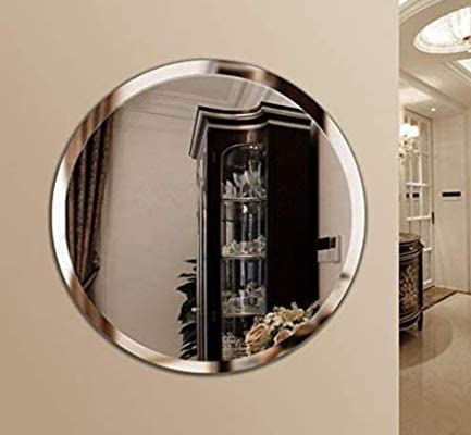 Cheval Glasses Frameless Round Wall Mirror for wash Basin - (16 x 16 inches)