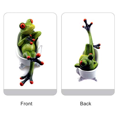 Dorlotou Frog Cute Funny Green Frog Figurines Lying in The Bathtub Frog Sculpture Statue for Home Desk Bathroom Decoration,6081